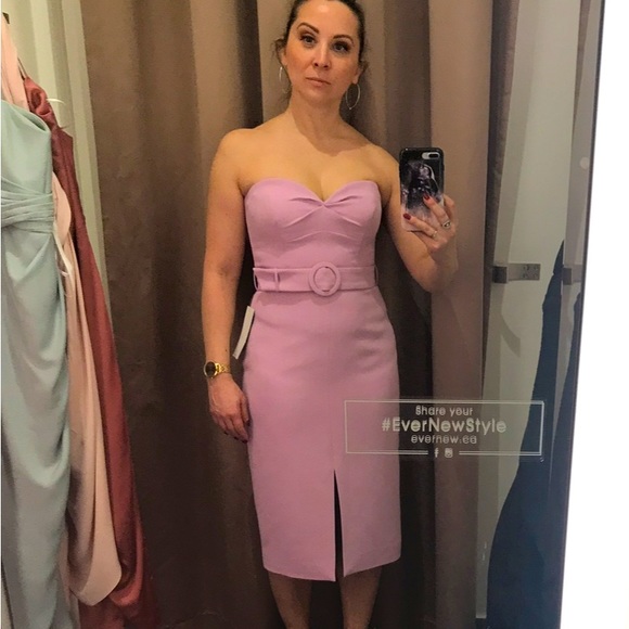 Mauve strapless dress with belt by Ever New - Picture 2 of 4